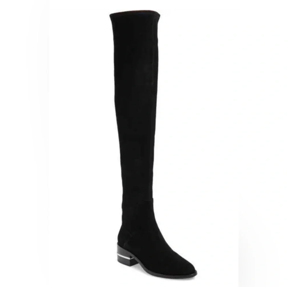 PAIGE Jacey Over The Knee Stretch Boots Black Suede Size 8.5 New With Box